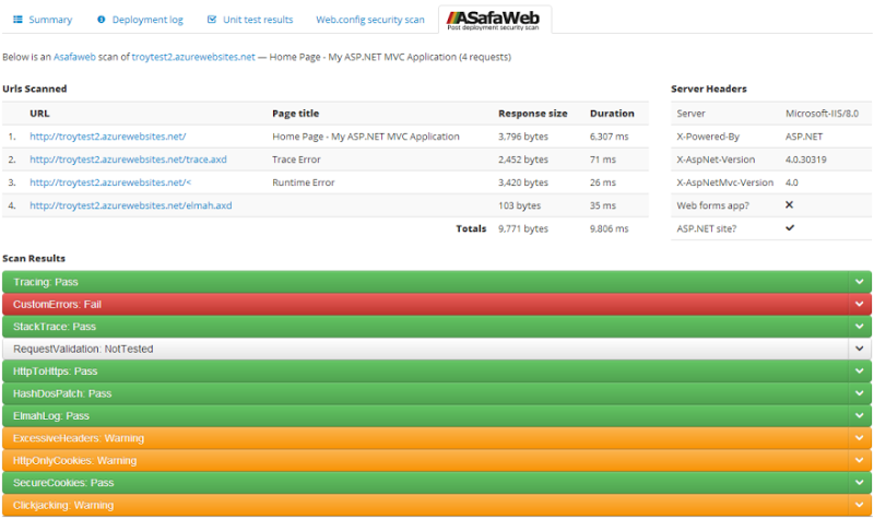 The ASafaWeb report in OnCheckin