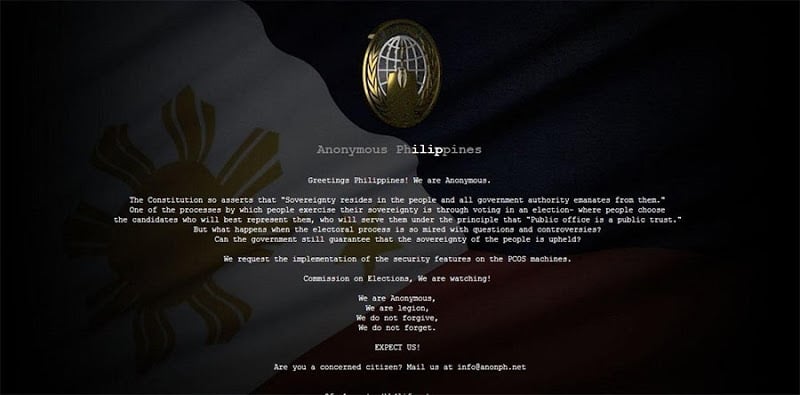 Defaced comelec.gov.ph website