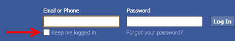 "Keep me logged in" from Facebook