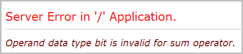 Operand data type bit is invalid for sum operator.