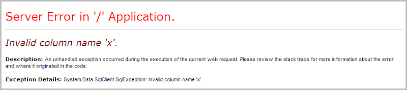 Invalid column name 'x'