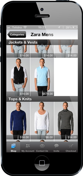 The Ozsale app showing a vest costing $674