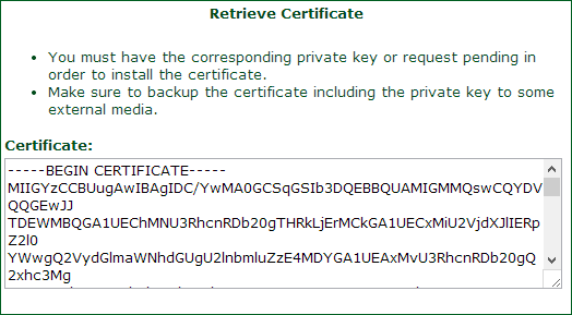 The generated certificate
