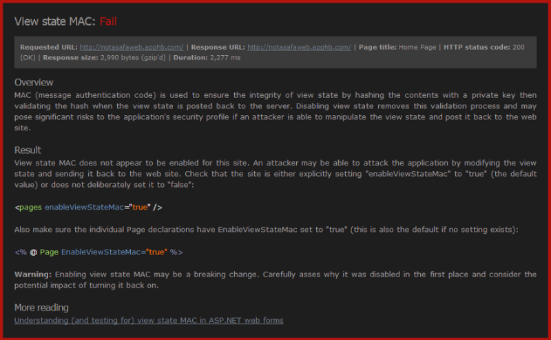 Details of view state MAC address validation