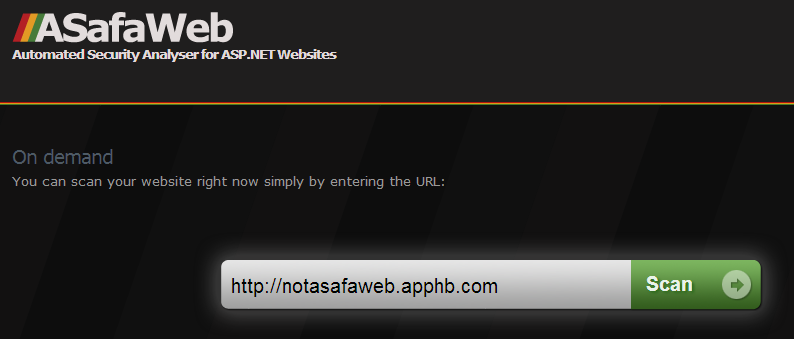 Scanning a site via ASafaWeb