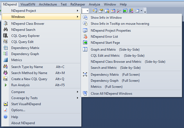 NDepend windows