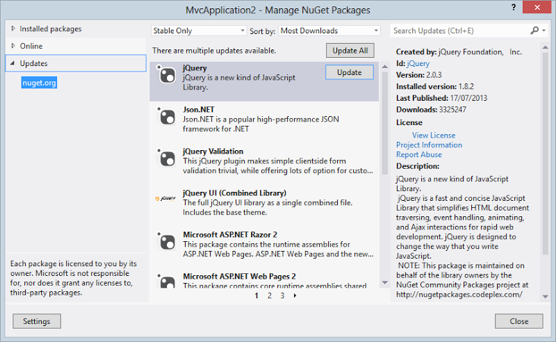 Old NuGet packages that need to be updated