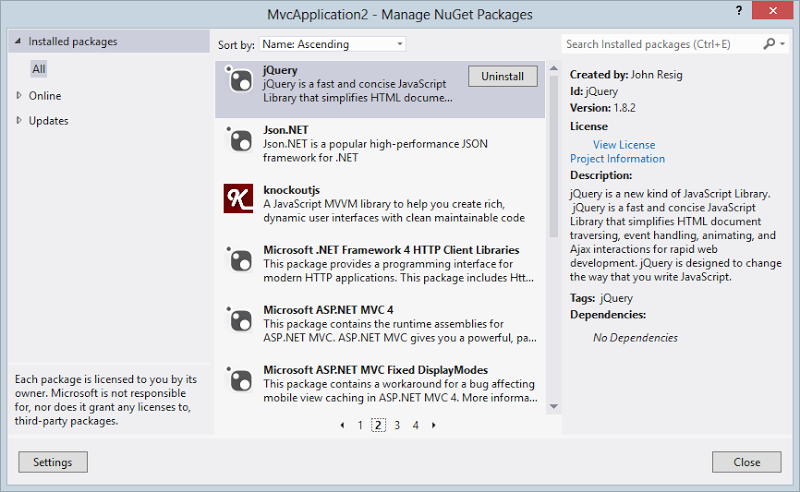 Excessive NuGet packages installed