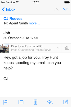 Spoof email from OJ