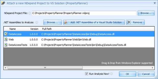 Selecting projects for analysis