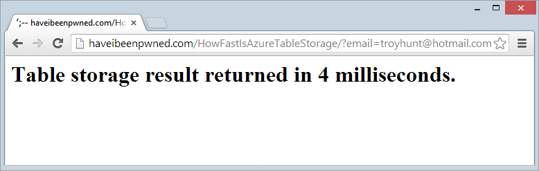 Table storage result returnd in 4 milliseconds