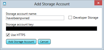 Adding the account name and key