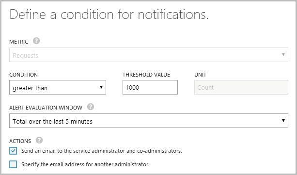 Setting alert conditions