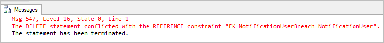 Unable to run delete statement due to referential integrity