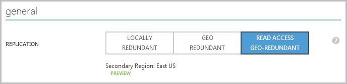 Choosing "Read Access Geo-Redundant" in the storage replication configuration