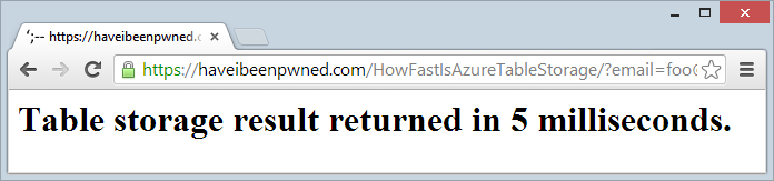 Table storage query executing in 5ms