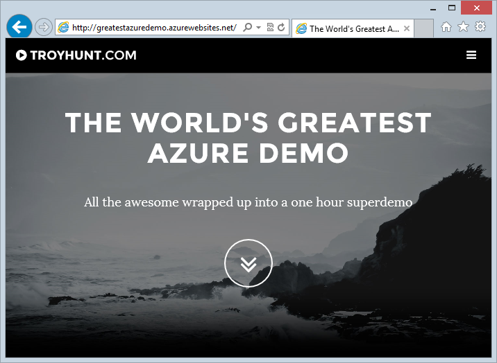 New website running on greatestazuredemo.azurewebsites.net