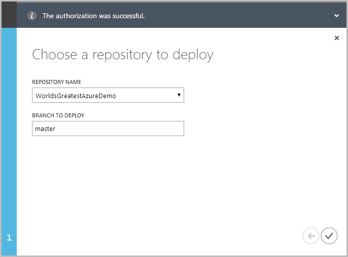 Selecting the repository name to deploy from