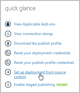 Link to set up deployment from source control