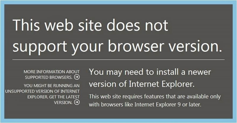 Azure Management Portal Message: "This web site does not support your browser version"