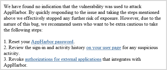 AppHarbor password reset email