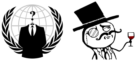 Anonymous and LulzSec logos