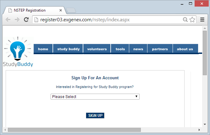 The StudyBudy registration page