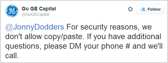 @JonnyDodders For security reasons, we don't allow copy/paste. If you have additional questions, please DM your phone # and we'll call.