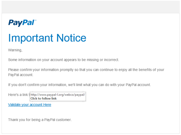 eBay phishing attack