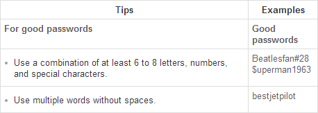 eBay password guidance suggesting "bestjetpilot" is a good password