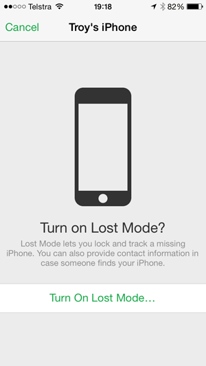 Turning on "Lost Mode"