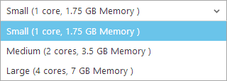 Choosing a large instance of a website in the Azure portal