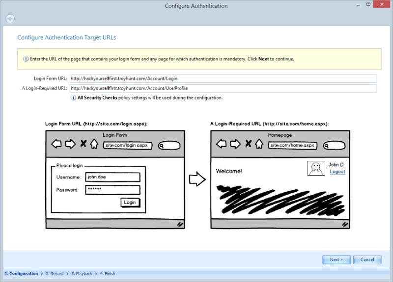 Defining the login form lcoation and an authorised URL