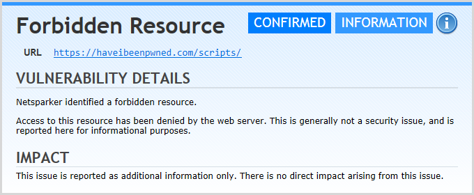 Netsparker reporting a "Forbidden resource" on a folder with diretory browsing disabled
