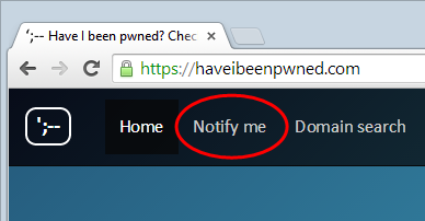 The "Notify me" link in the navigation