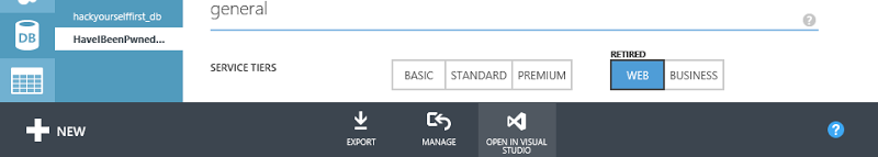 Link to "Open in Visual Studio" when in the context of a SQL Azure DB