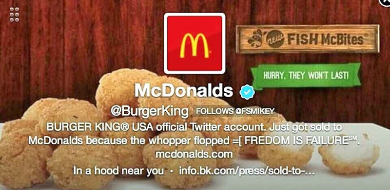 Burger King's Twitter accoutn hacked to show McDonalds