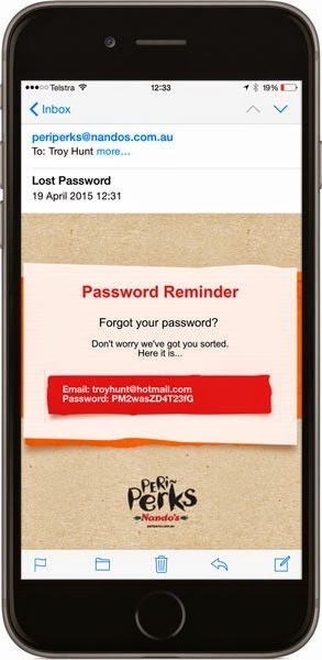 Password sent via email