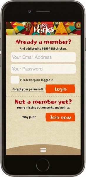 The Nando's login screen