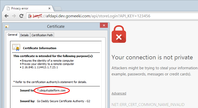 Invalid cert for Gomeeki request