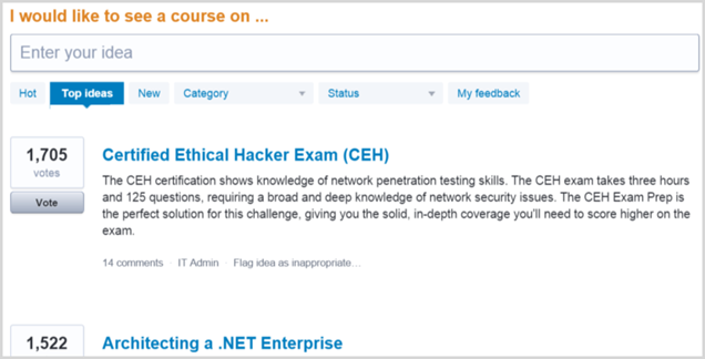 CEH is the most requested Pluralsight course
