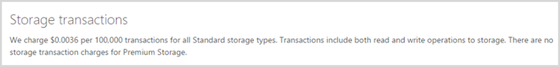 Storage transactions are charged at $0.0036 per 100,000 transactions