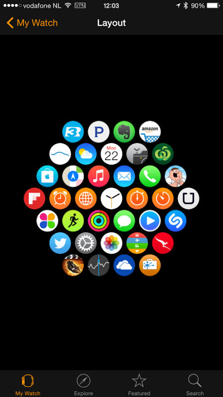 The watch companion app on iPhone