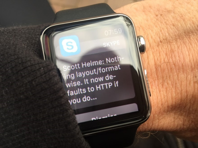 Skype with a message that fits the watch nicely