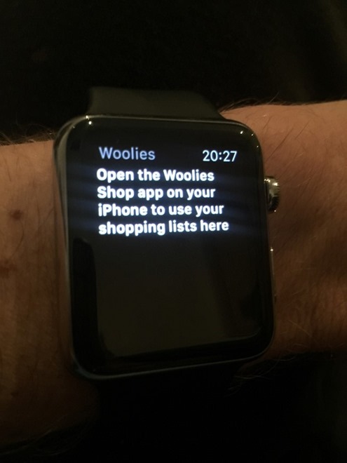 Woolies app saying to go to the phone for the shopping list