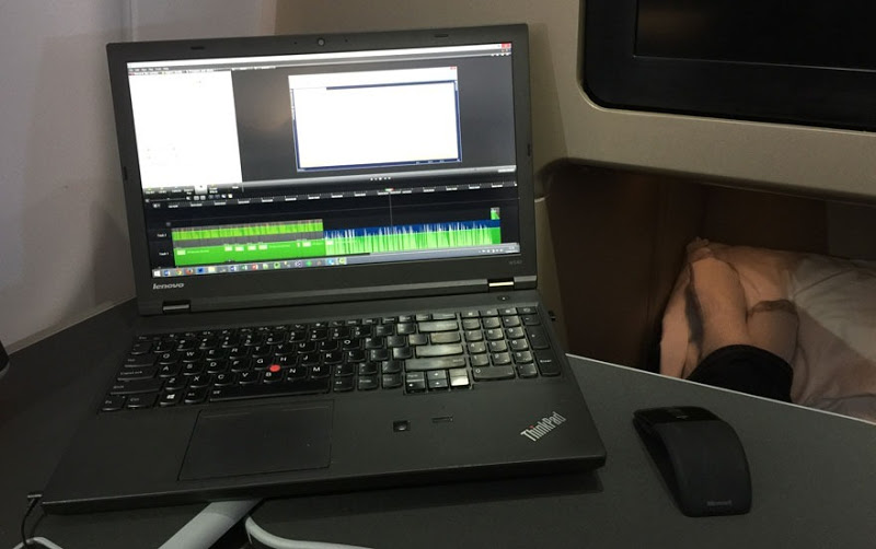 Editing a Pluralsight course in a business class seat