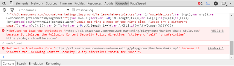 CSP errors when attempting to get HIBP to run the Harlem Shake script