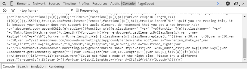 The Harlem Shake script in the browser console