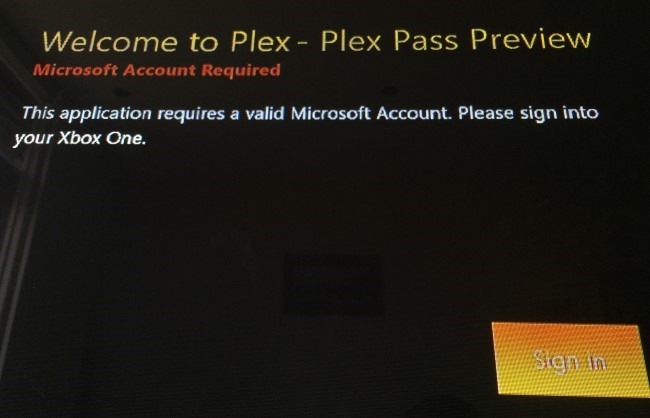 Plex on Xbox needs you to sign in