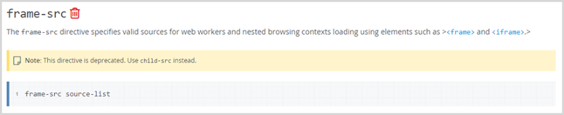 This directive is deprecated. Use child-src instead.